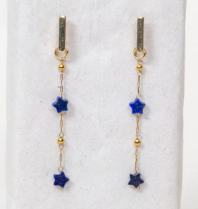 Boucles d’Oreilles Étoiles en Lapis Lazuli – Communication & Harmonie