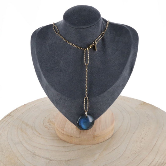 Collier pendentif Labradorite doré – Protection & Élégance